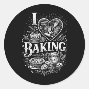 I Heart Baking Classic Round Sticker