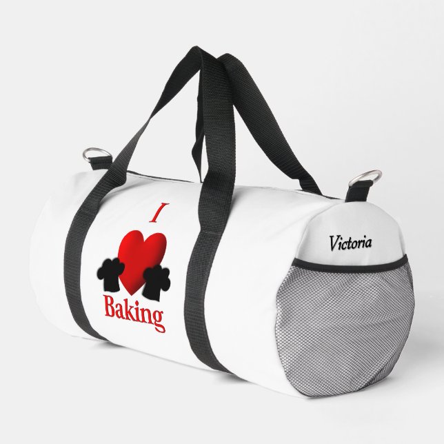 I Heart Baking Double Sided Personal Duffle Bag (Right Corner)