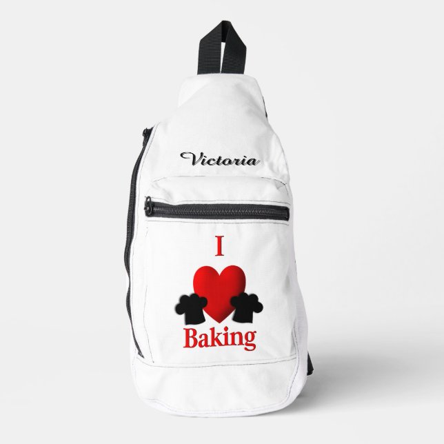 I Heart Baking Double Sided Personal Sling Bag (Front)