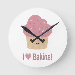 I heart baking round clock