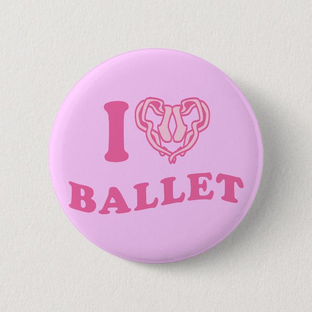I Heart Ballet 6 Cm Round Badge (Front)