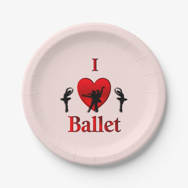 I Heart Ballet Paper Plate (Front)