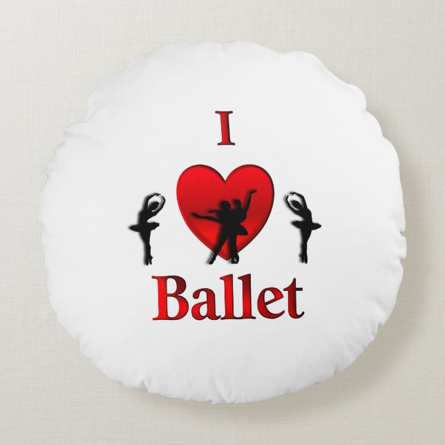 I Heart Ballet Round Cushion (Front)