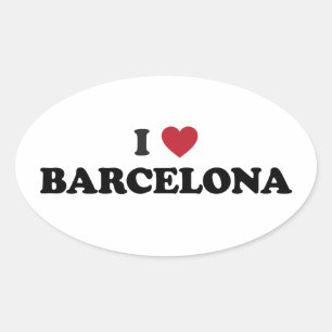 I Heart Barcelona Spain Oval Sticker