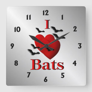 I Heart Bats  Wall Clock