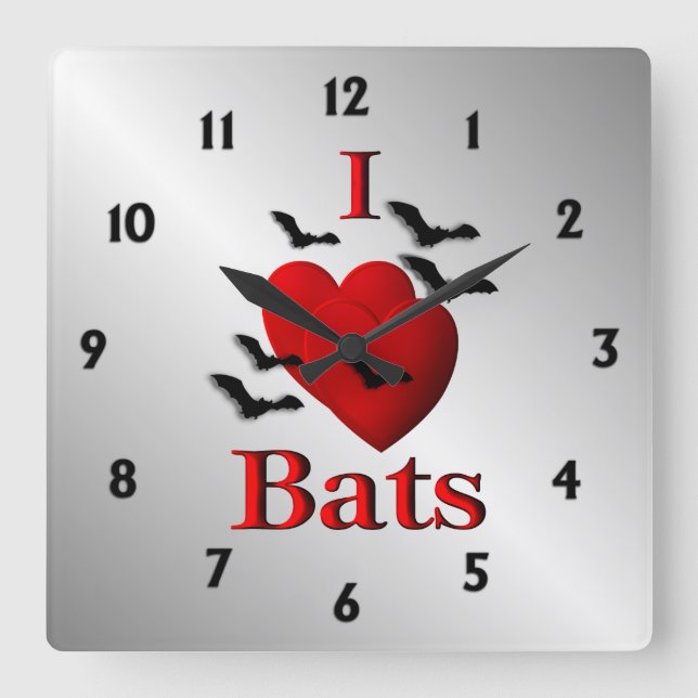 I Heart Bats  Wall Clock (Front)