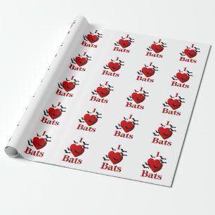I Heart Bats Wrapping Paper