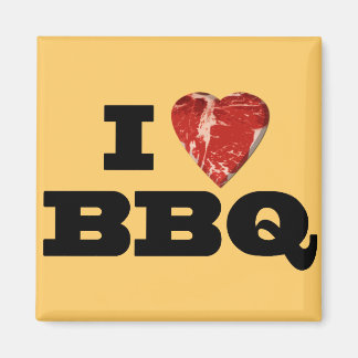 I heart BBQ, Steak Heart Shape Funny Grilling Magnet