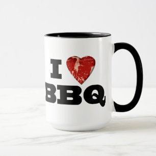 I heart BBQ, Steak Heart Shape Funny Grilling Mug