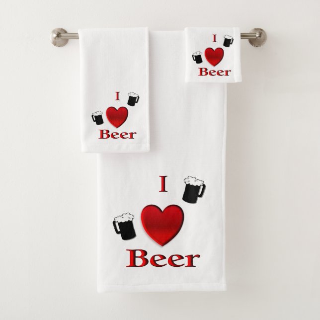I Heart Beer Design Bath Towel Set (Insitu)