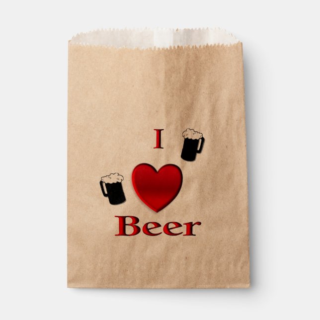 I Heart Beer Design Favour Bags (Front)