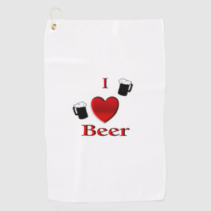 I Heart Beer Design Golf Towel