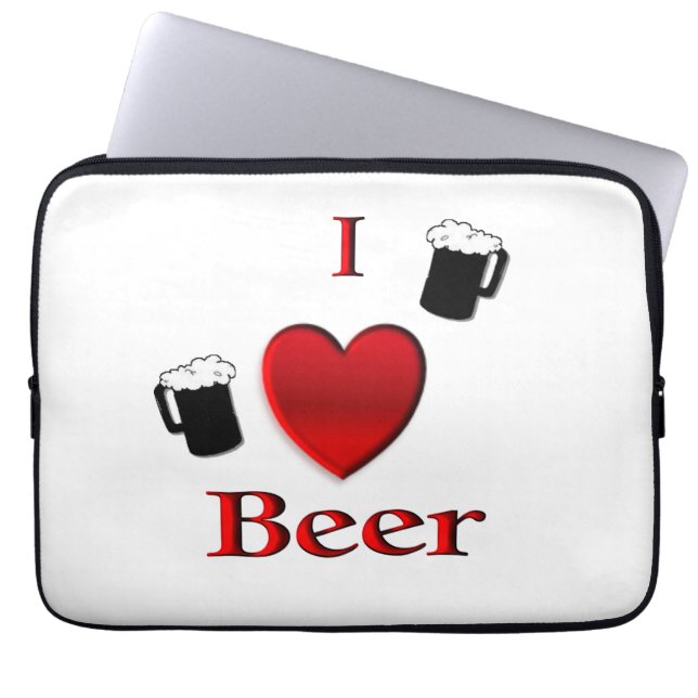 I Heart Beer Design Laptop Sleeve (Front)