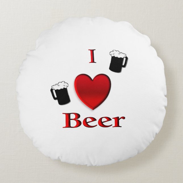 I Heart Beer Design Round Cushion (Front)