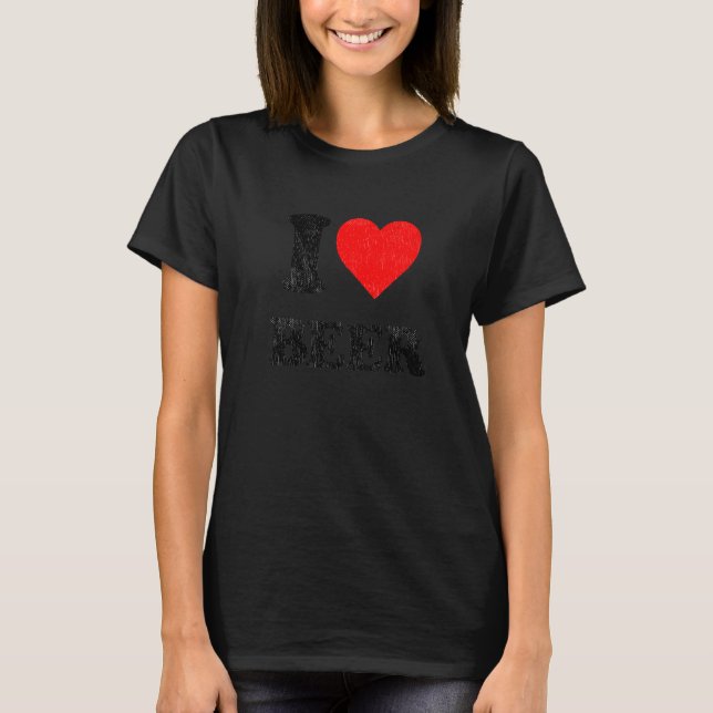 I Heart Beer  I Love Beer Alcohol  Drinking T-Shirt (Front)