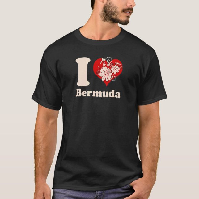 I Heart Bermuda Floral Heart T-Shirt (Front)