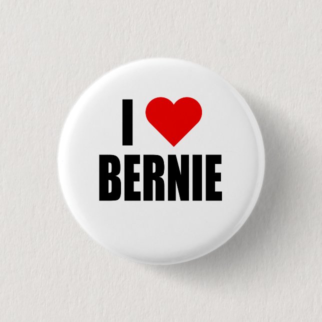 “I HEART BERNIE” 3 CM ROUND BADGE (Front)