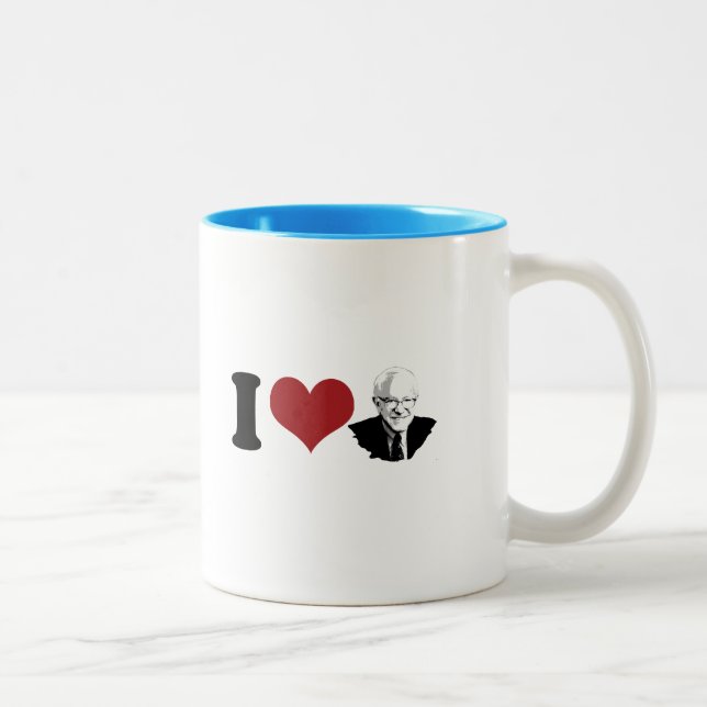 I Heart Bernie Sanders Portrait Two-Tone Coffee Mug (Right)