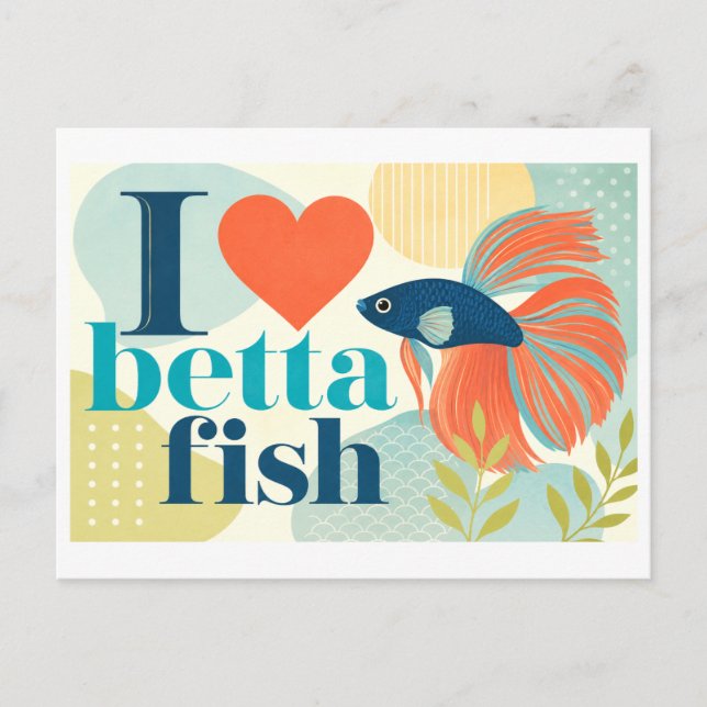 "I [Heart] Betta Fish" Postcard (Front)