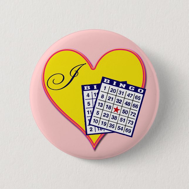 I HEART BINGO 6 CM ROUND BADGE (Front)