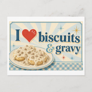 "I [Heart] Biscuits & Gravy" Postcard