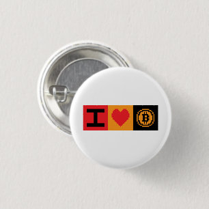 I Heart Bitcoin BTC 8-Bit Block Button