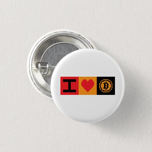 I Heart Bitcoin BTC 8-Bit Block | Button (Front & Back)