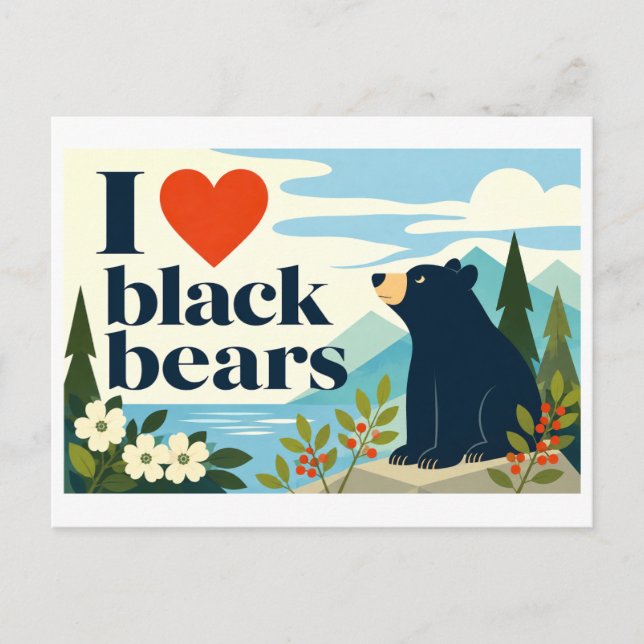 "I [Heart] Black Bears" Postcard (Front)