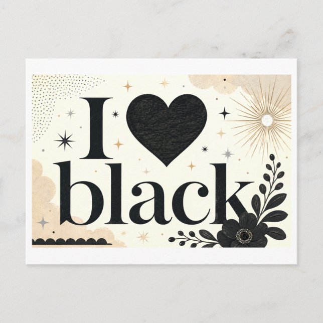 "I [Heart] Black" Postcard (Front)