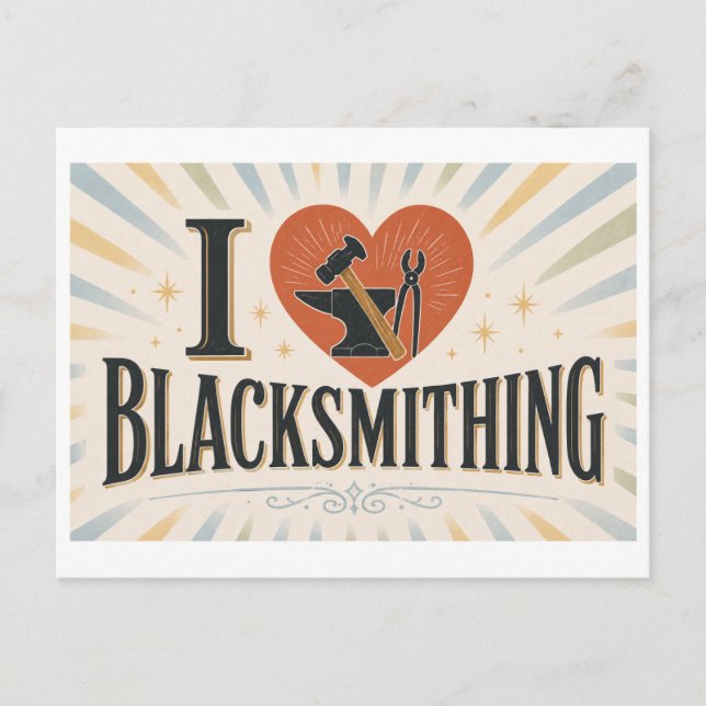 "I [Heart] Blacksmithing" Postcard (Front)
