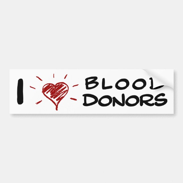 I Heart Blood Donors Bumper Sticker (Front)