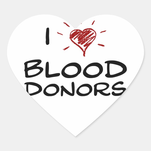 I Heart Blood Donors Heart Sticker (Front)