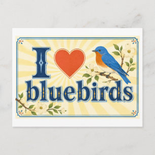 "I [Heart] Bluebirds" Postcard