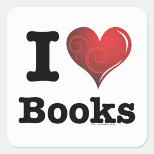 I heart books Swirly Curlique Heart 02 FADE 4000x4 Square Sticker