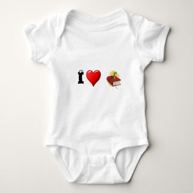 I heart Bookworms Baby Bodysuit (Front)