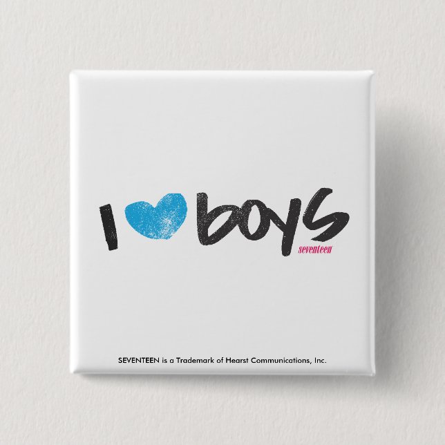 I Heart Boys Aqua 15 Cm Square Badge (Front)