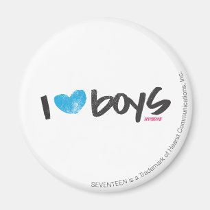 I Heart Boys Aqua Magnet