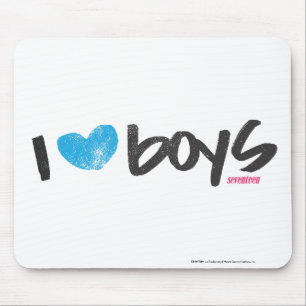I Heart Boys Aqua Mouse Mat