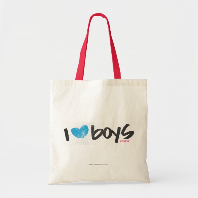 I Heart Boys Aqua Tote Bag (Front)