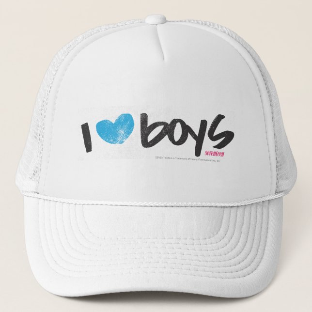 I Heart Boys Aqua Trucker Hat (Front)