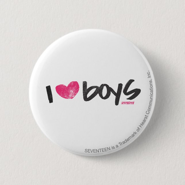 I Heart Boys Magenta 6 Cm Round Badge (Front)