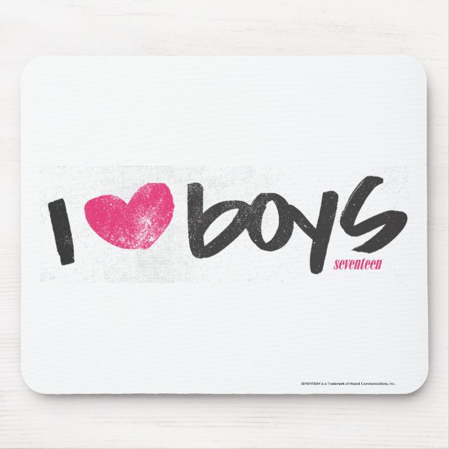 I Heart Boys Magenta Mouse Mat (Front)