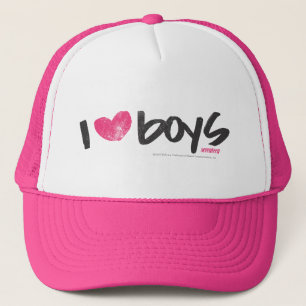 I Heart Boys Magenta Trucker Hat