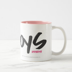I Heart Boys Magenta Two-Tone Coffee Mug
