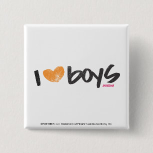 I Heart Boys Orange 15 Cm Square Badge