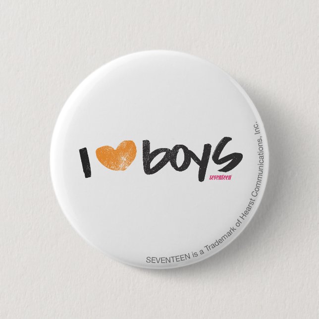 I Heart Boys Orange 6 Cm Round Badge (Front)