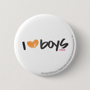 I Heart Boys Orange 6 Cm Round Badge