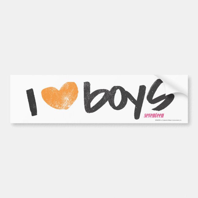 I Heart Boys Orange Bumper Sticker (Front)