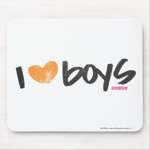 I Heart Boys Orange Mouse Mat