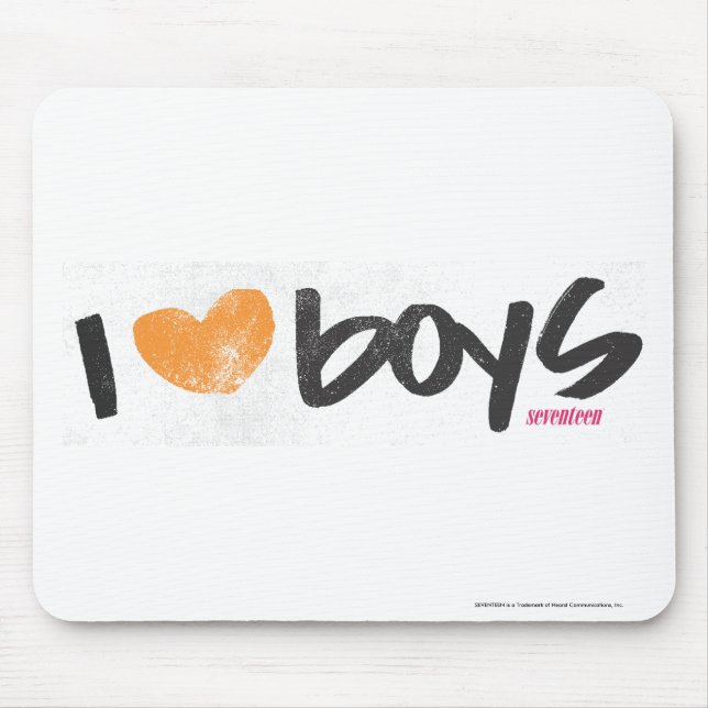 I Heart Boys Orange Mouse Mat (Front)